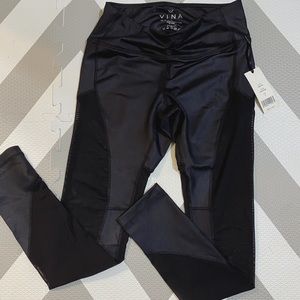 NWT XX Vina Shimmery Black and Mesh Leggings
